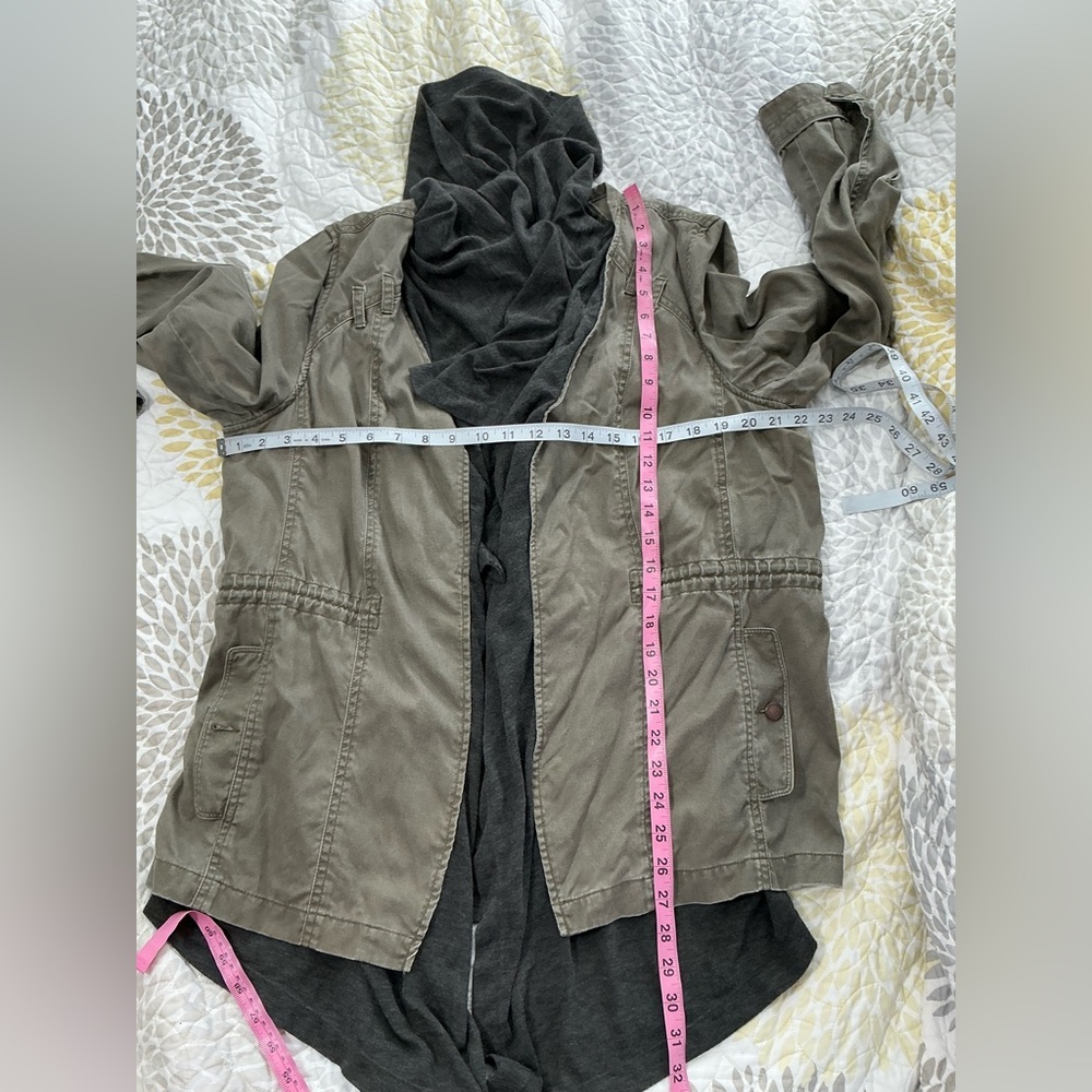 Hei Hei Cascade Anorak Green Utility Grey Scarf Layered Jacket Large - Picture 12 of 15